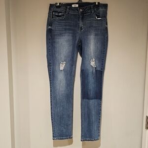 Kensie Distressed Blue Straight Leg Jeans